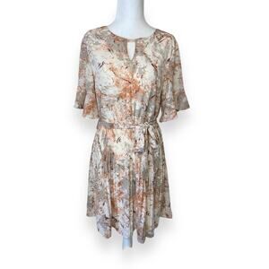 She & Sky Peach Nude Mini Pleated Dress